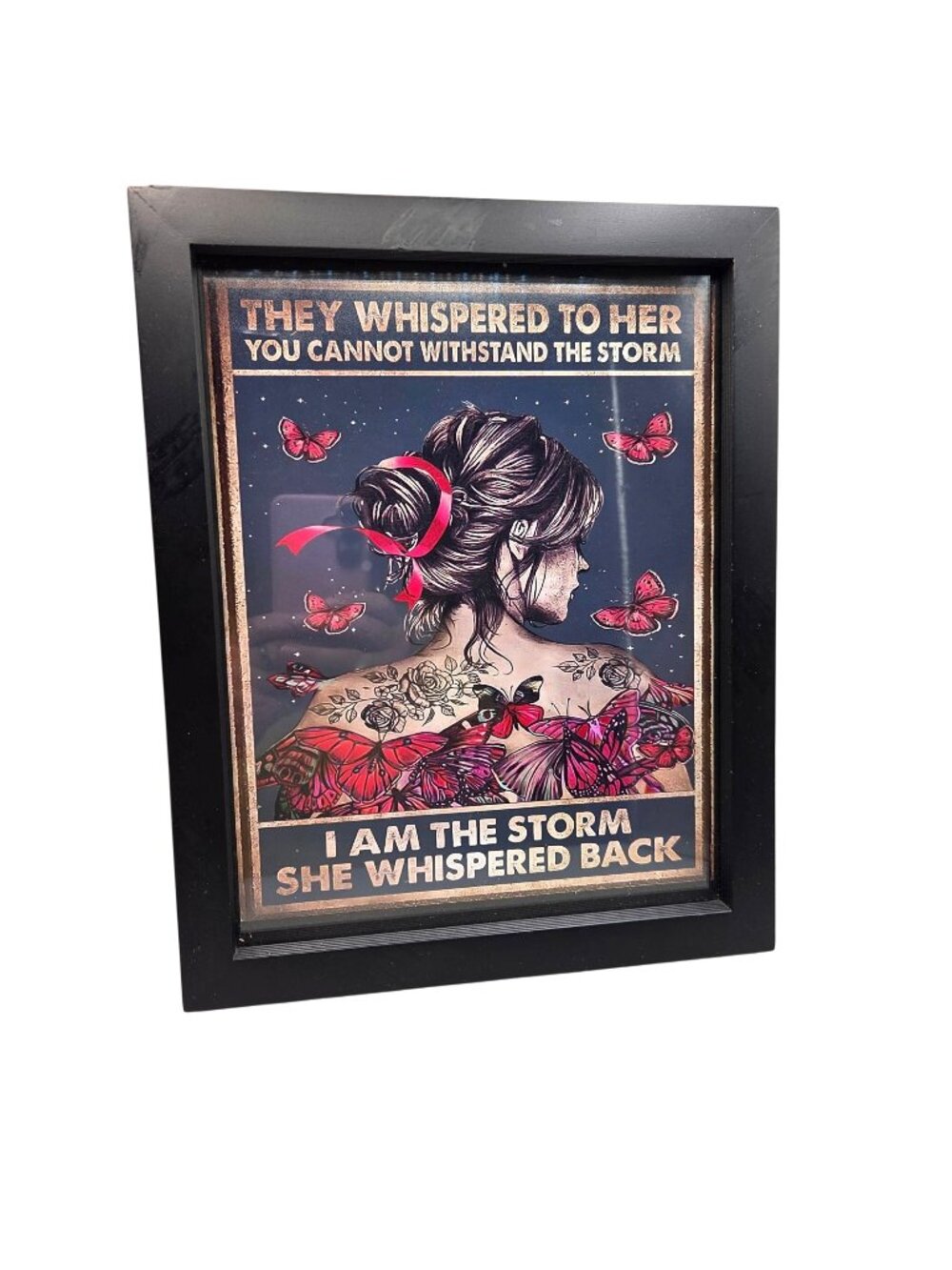 Prinz Framed Quote Wall Art I Am The Storm Butterfly Floral Tabletop Decor 8x10